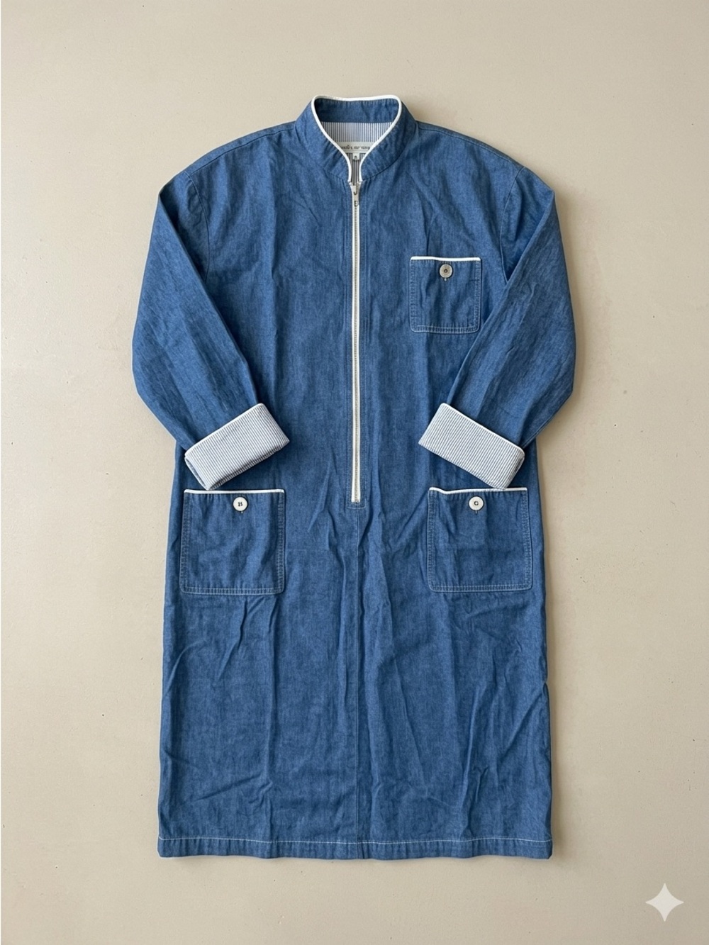 Denim Zip Front Utility Dress with Pocket Details - vintage stunner!